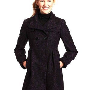 Steve Madden, XL, double-breasted scalloped long sleeve pleated pocketed peacoat